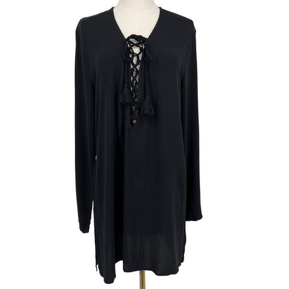 La Blanca Beachcomber Coverup V-Neck Tunic Black Size Small NEW - Picture 4 of 8